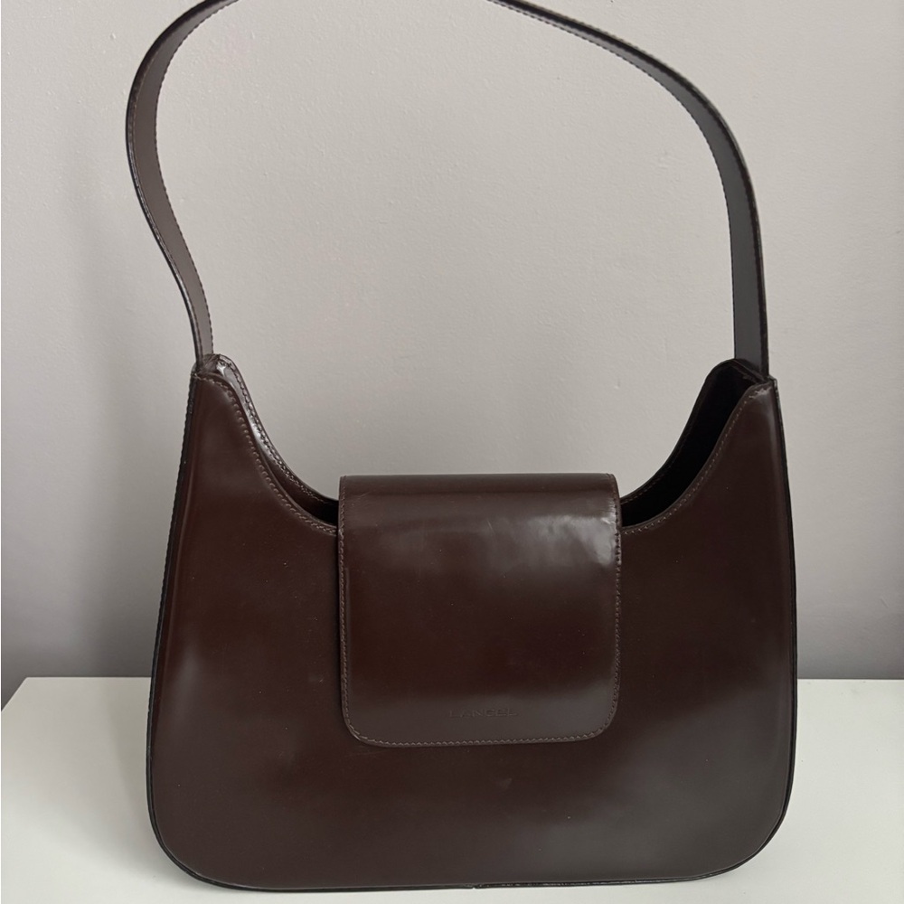 Chic Dark Brown Leather Shoulder Bag